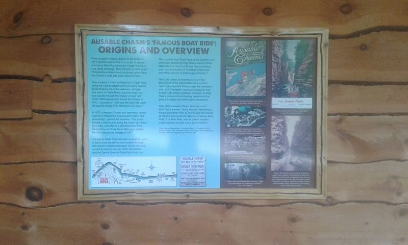 Ausable Chasm''s "Famous Boat Ride" Marker. Click for full size. Ausable Chasm''s "Famous Boat Ride" Marker image. Click for full size.