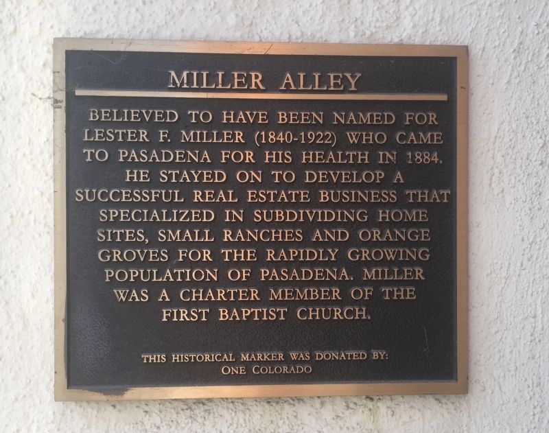 Miller Alley Marker image. Click for full size.