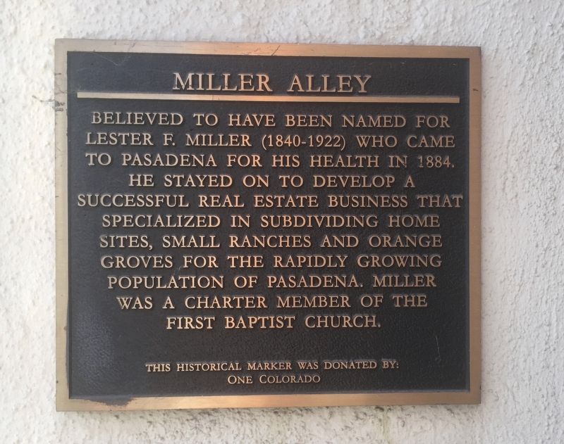 Miller Alley Marker image. Click for full size.