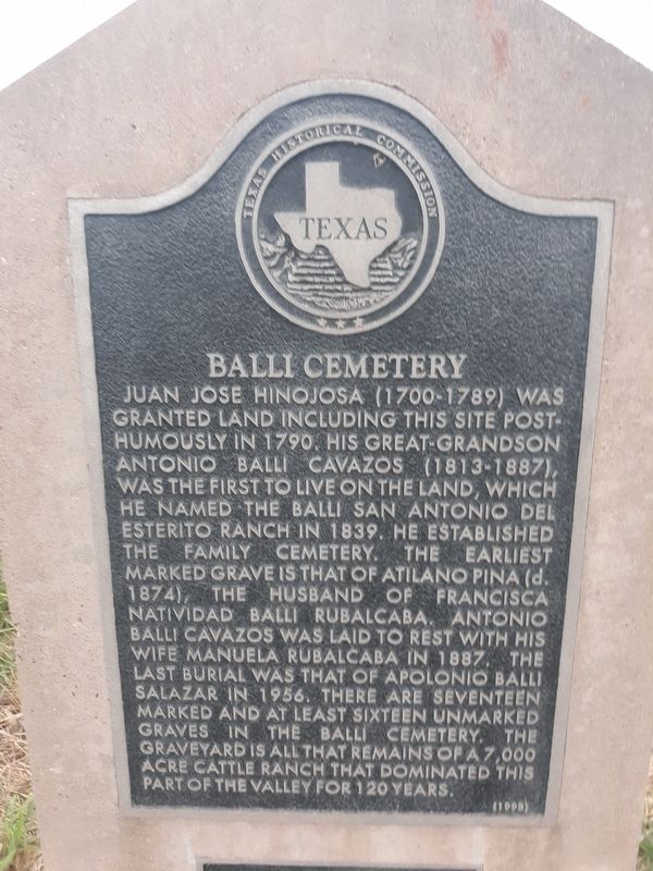 Balli Cemetery Marker image. Click for full size.