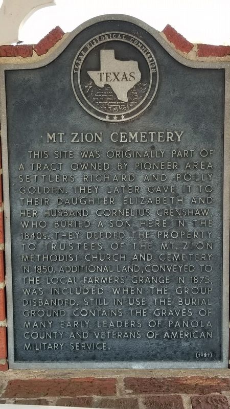 Mt. Zion Cemetery Marker image. Click for full size.
