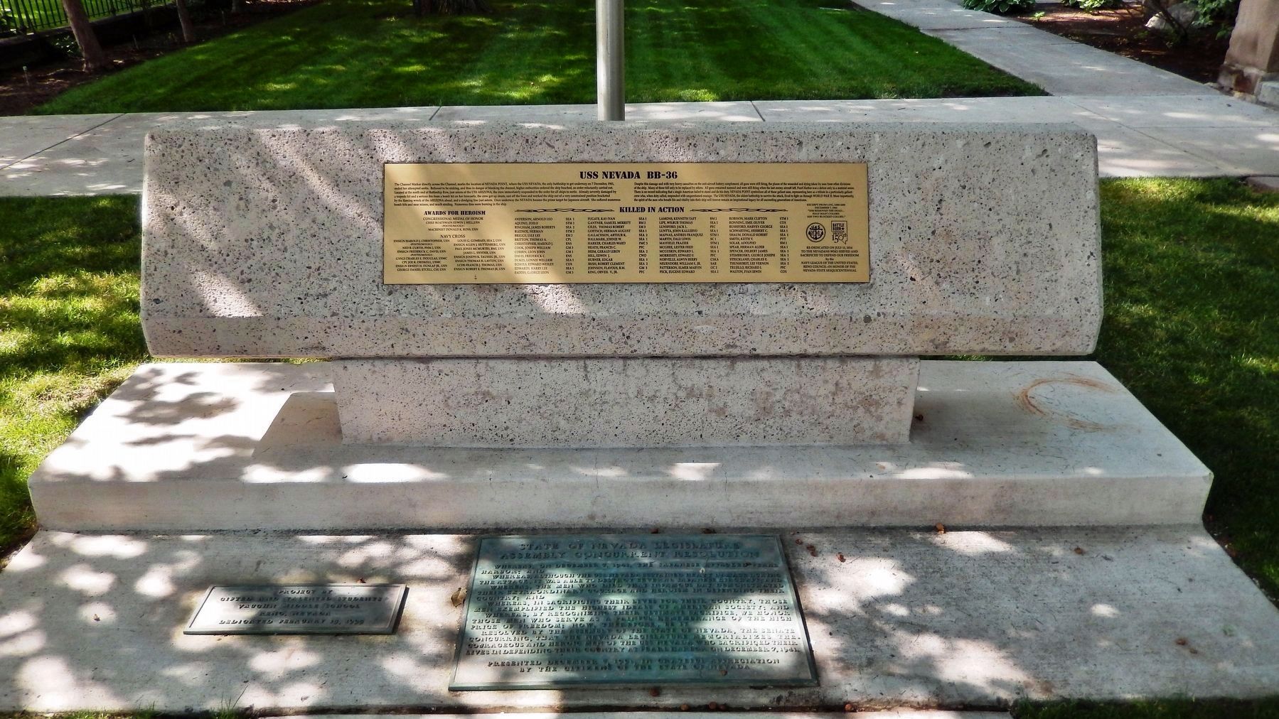 USS Nevada BB-36 Monument (<i>east side</i>) image. Click for full size.