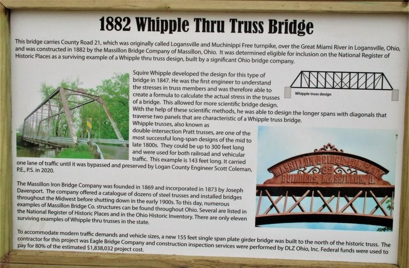 1882 Whipple Trough Truss Bridge Marker image. Click for full size.