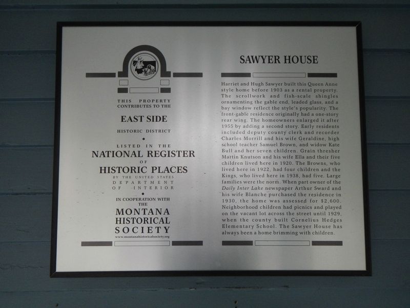 Sawyer House Marker image. Click for full size.