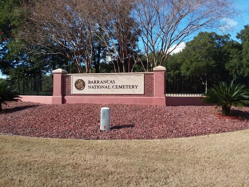 Barrancas National Cemetery sign image. Click for full size.