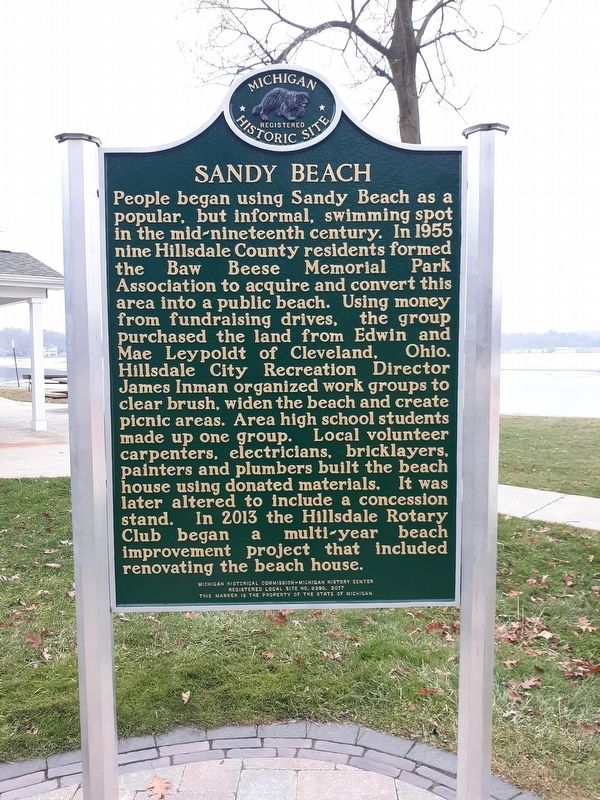 Sandy Beach / Baw Beese Lake Marker image. Click for full size.