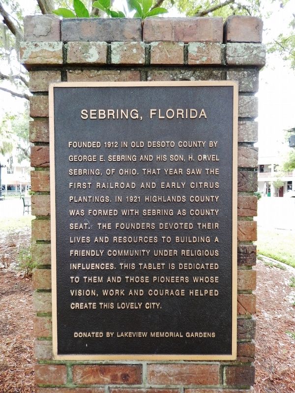 Sebring, Florida Marker image. Click for full size.