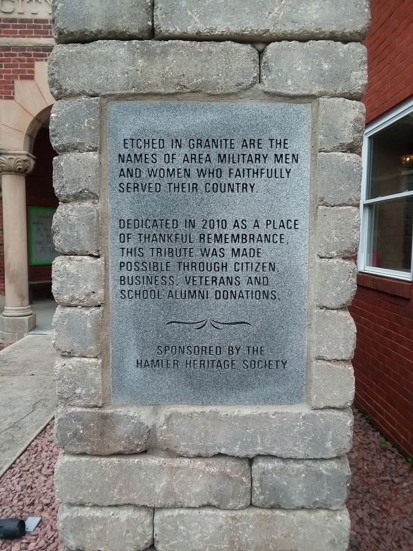 A dedicatory tablet on the A Tribute To Our Military Marker image. Click for full size.