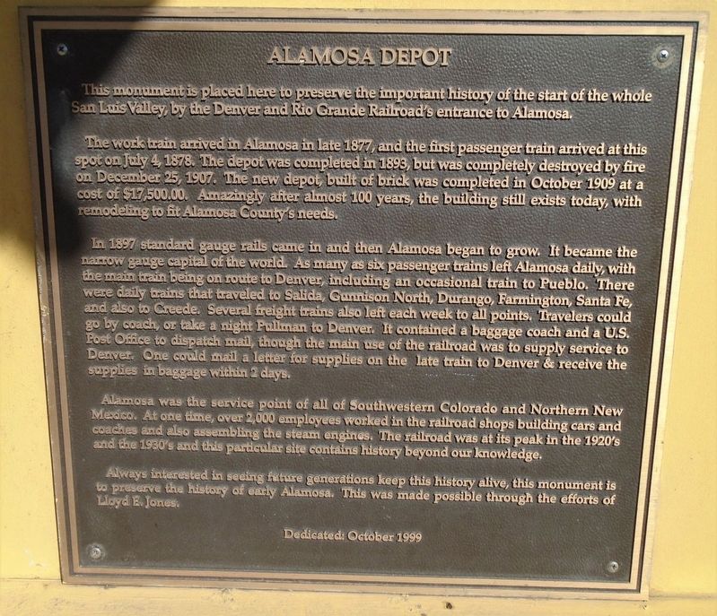 Alamosa Depot Marker image. Click for full size.