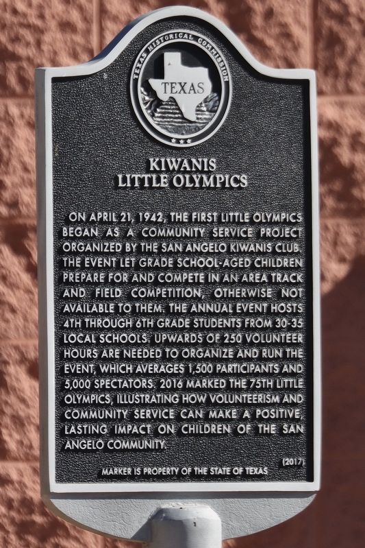 Kiwanis Little Olympics Marker image. Click for full size.