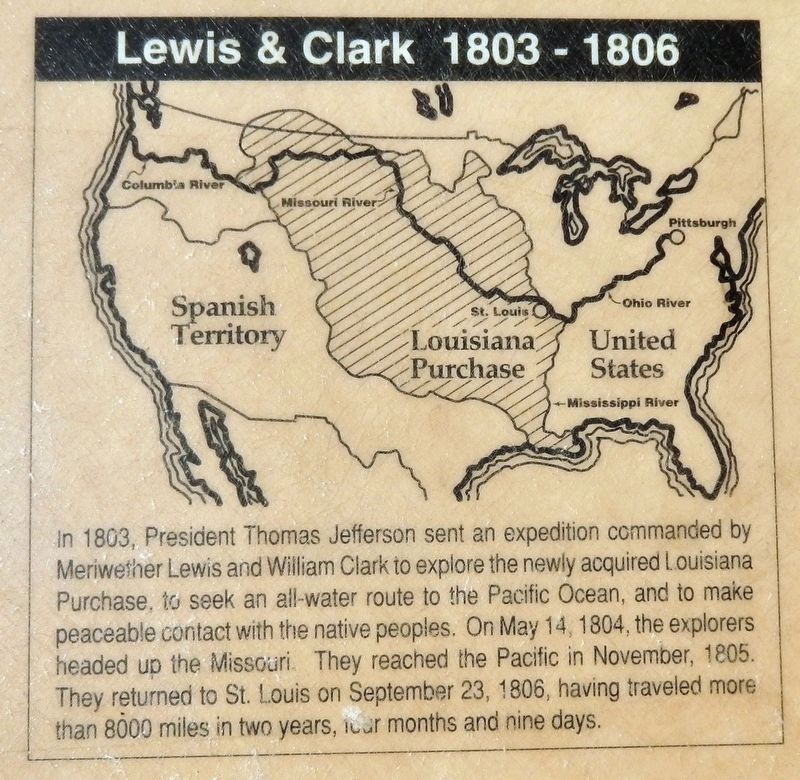 Marker detail: Lewis & Clark 1803-1806 image. Click for full size.