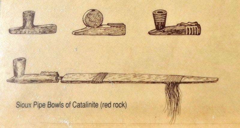 Marker detail: Sioux Pipe Bowls of Catalinite (red rock) image. Click for full size.