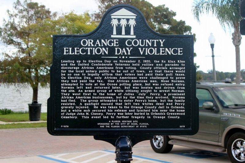 Orange County Election Day Violence Side of Marker image. Click for full size.