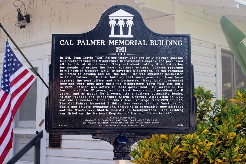 Cal Palmer Memorial Building Marker image. Click for full size.