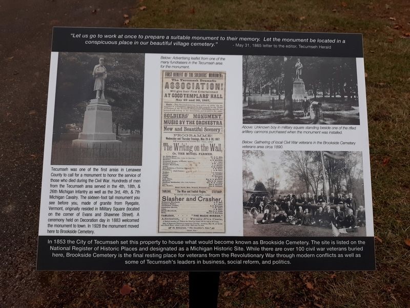 First Area In Lenawee County With A Civil War Memorial image. Click for full size.