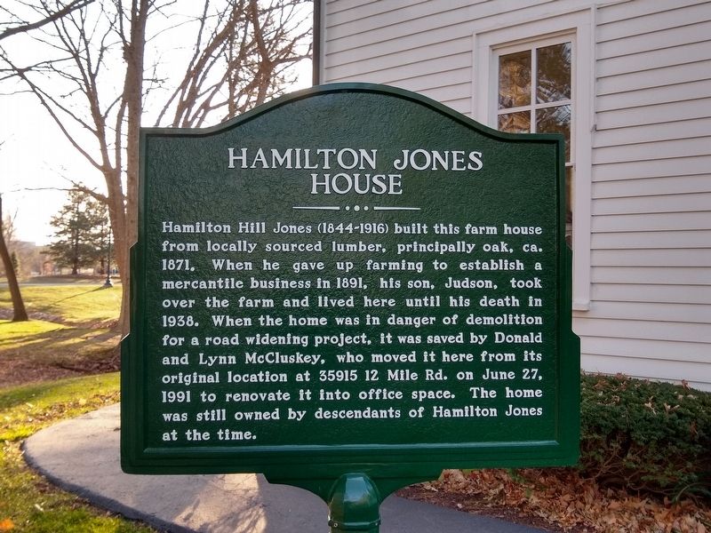 Hamilton Jones House Marker image. Click for full size.