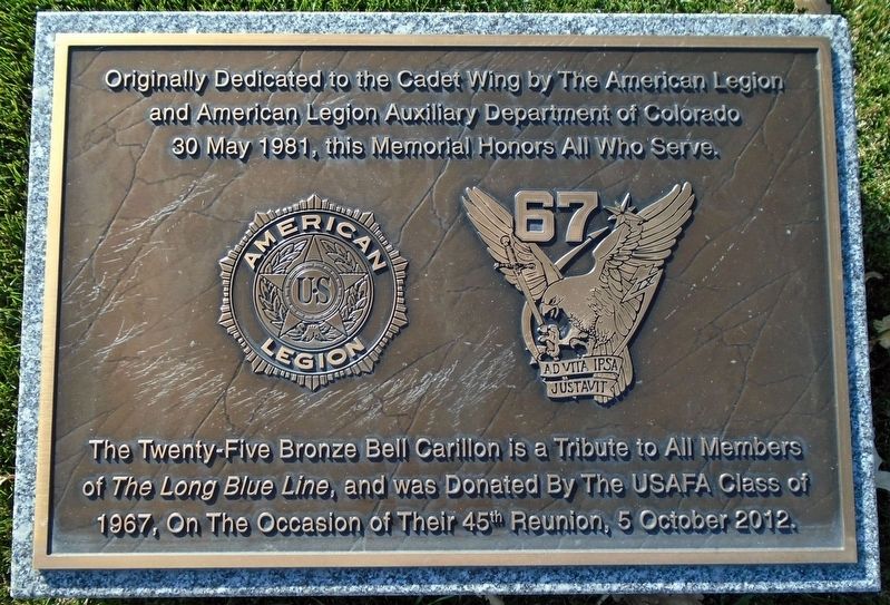 USAF Academy Cemetery Carillon Marker. Click for full size. USAF Academy Cemetery Carillon Marker image. Click for full size.