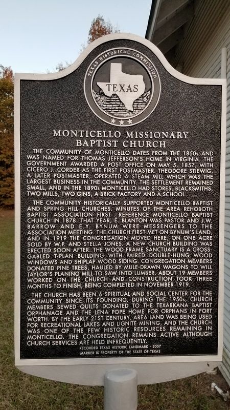 Monticello Missionary Baptist Church Marker image. Click for full size.