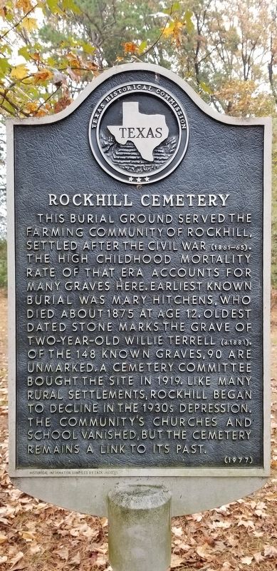 Rockhill Cemetery Marker image. Click for full size.