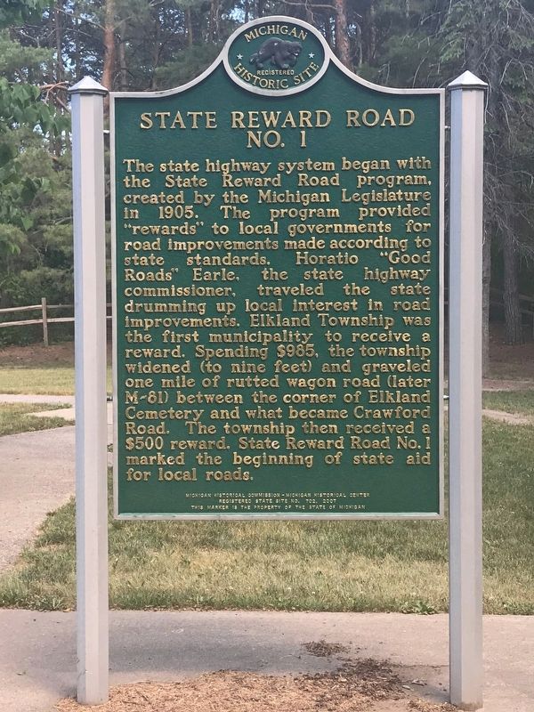 State Reward Road No. 1 Marker image. Click for full size.