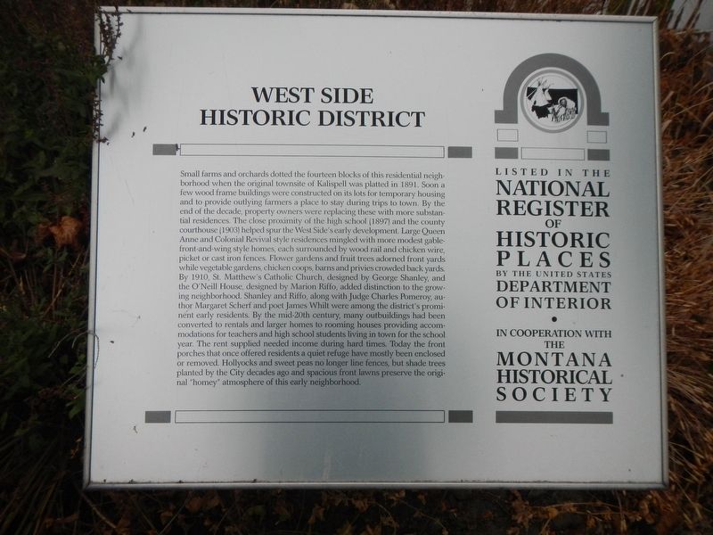 West Side Historic District Marker image. Click for full size.