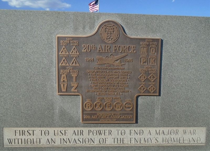 20<sup>th</sup> Air Force Marker. Click for full size. 20<sup>th</sup> Air Force Marker image. Click for full size.