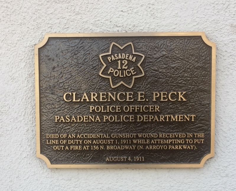 Clarence Peck Memorial Plaque image. Click for full size.