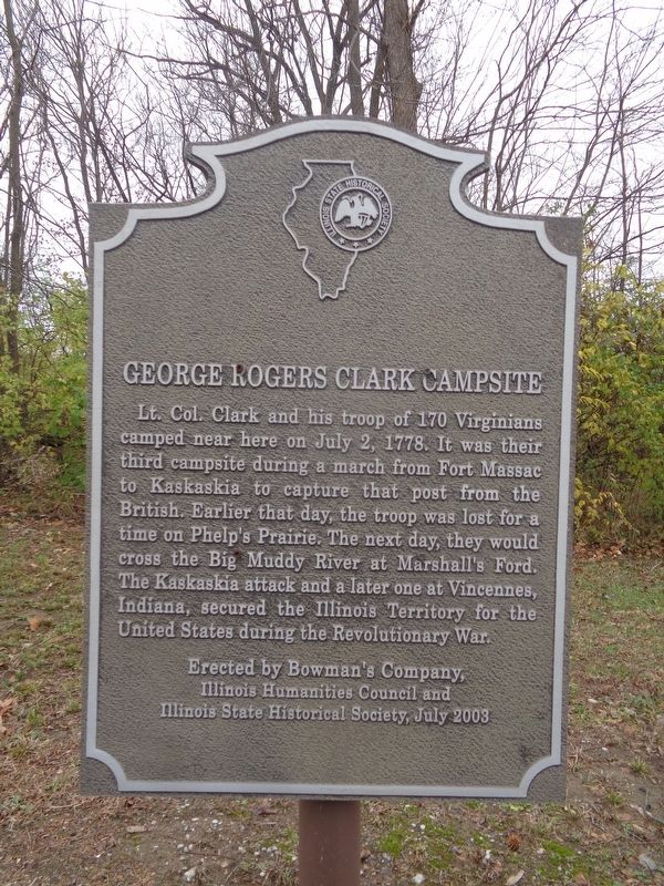 George Rogers Clark Campsite Marker. Click for full size. George Rogers Clark Campsite Marker image. Click for full size.