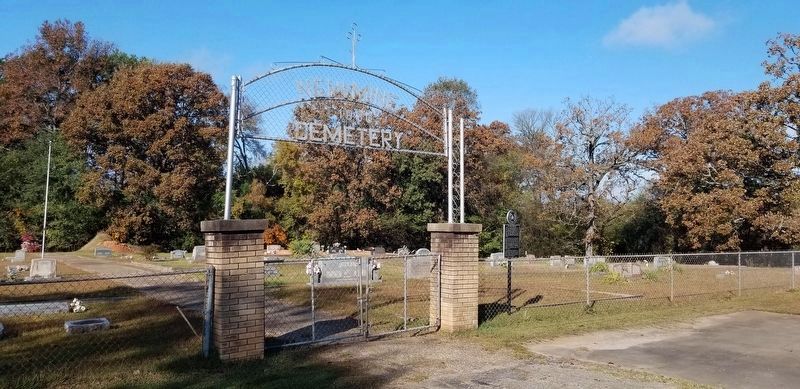 Main entrance to the New Mine Cemetery with the Marker image. Click for full size.