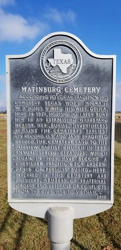 Matinburg Cemetery Marker image. Click for full size.