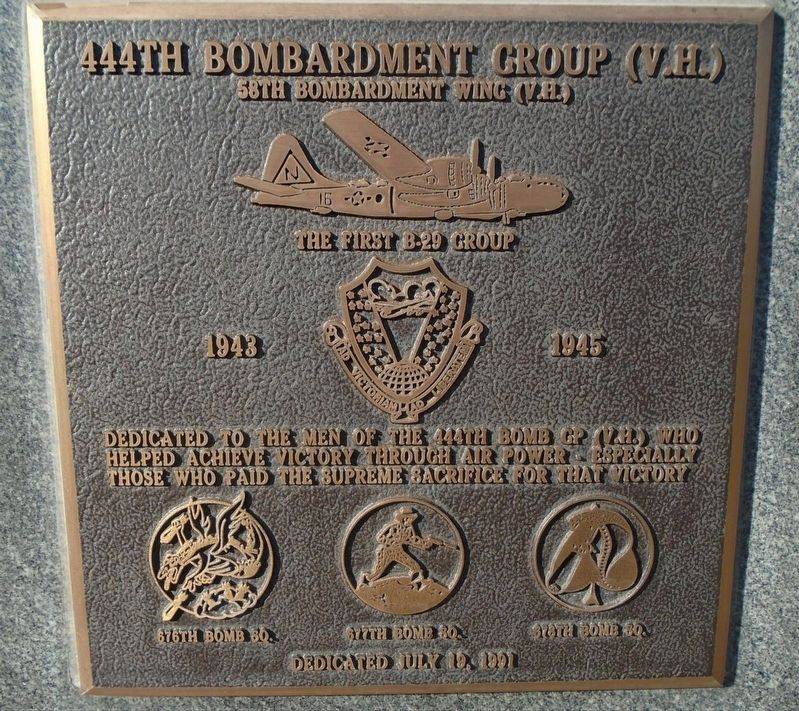 444th Bombardment Group (V.H.) Marker image. Click for full size.