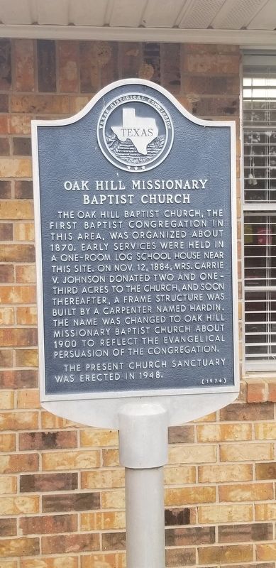Oak Hill Missionary Baptist Church Marker image. Click for full size.