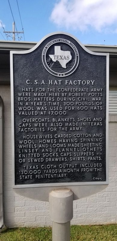 C.S.A Hat Factory Marker image. Click for full size.