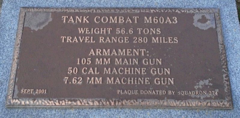 M60A3 Tank Marker Near Veterans Memorial. Click for full size. M60A3 Tank Marker Near Veterans Memorial image. Click for full size.