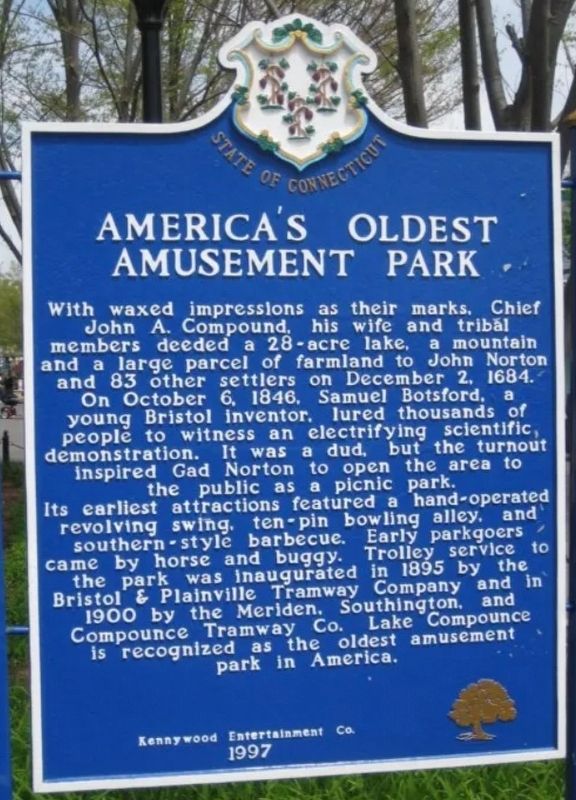 Lake Compounce Marker. Click for full size. Lake Compounce Marker image. Click for full size.