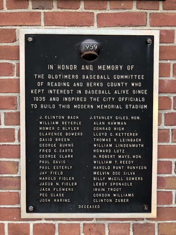 Dedication plaque on the stadium image. Click for full size.