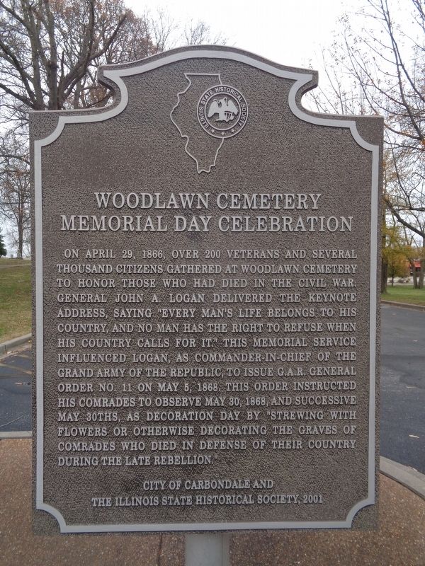 Woodlawn Cemetery Memorial Day Celebration Marker. Click for full size. Woodlawn Cemetery Memorial Day Celebration Marker image. Click for full size.