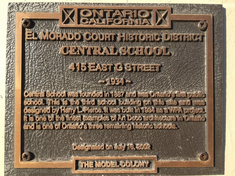 Central School Marker. Click for full size. Central School Marker image. Click for full size.