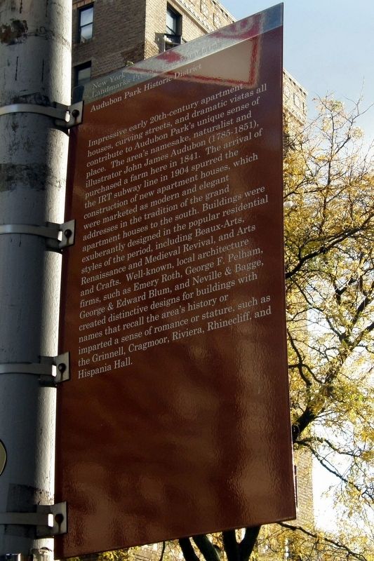 Audubon Park Historic District Marker, front. Click for full size. Audubon Park Historic District Marker, front image. Click for full size.
