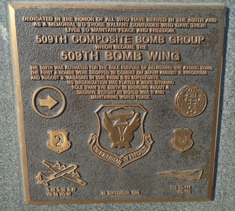 509 Composite Bomb Group  509th Bomb Wing Marker image. Click for full size.