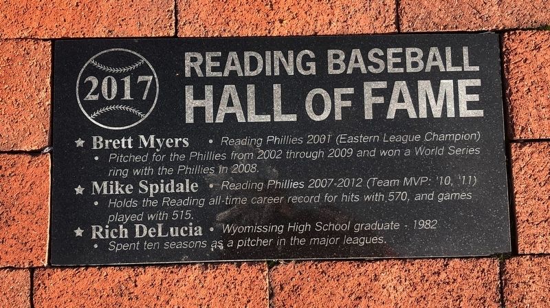 Reading Baseball Hall of Fame Marker image. Click for full size.
