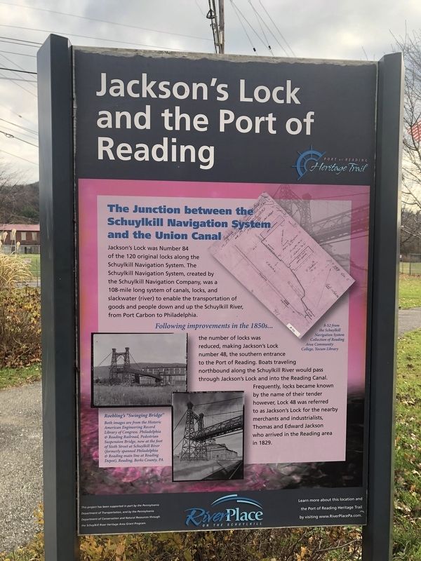 Jackson's Lock and the Port of Reading Marker. Click for full size. Jackson's Lock and the Port of Reading Marker image. Click for full size.