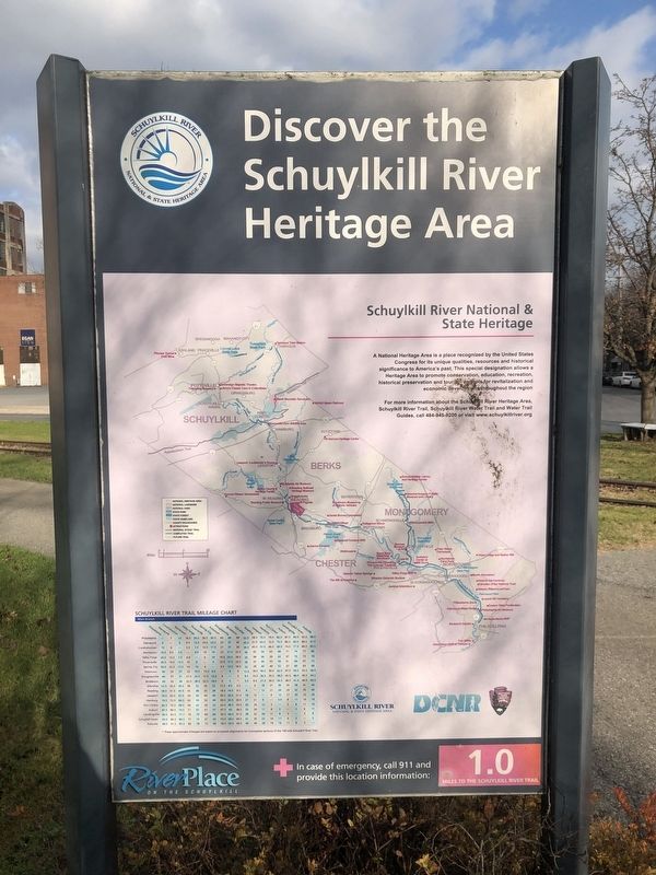 Discover the Schuylkill River Heritage Area sign image. Click for full size.