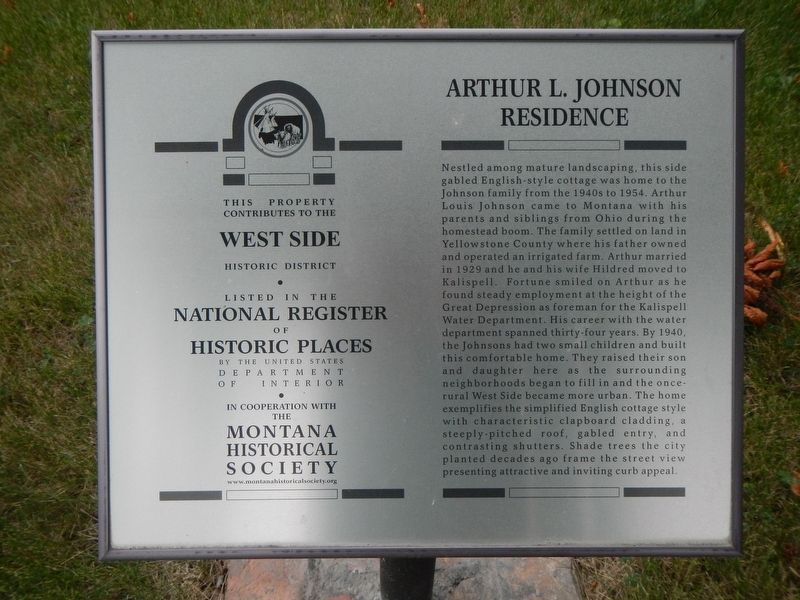 Arthur L. Johnson Residence Marker image. Click for full size.