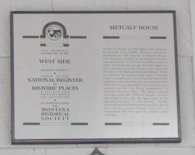 Metcalf House Marker image. Click for full size.