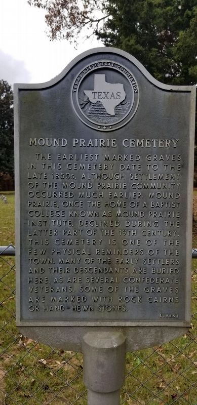 Mound Prairie Cemetery Marker image. Click for full size.