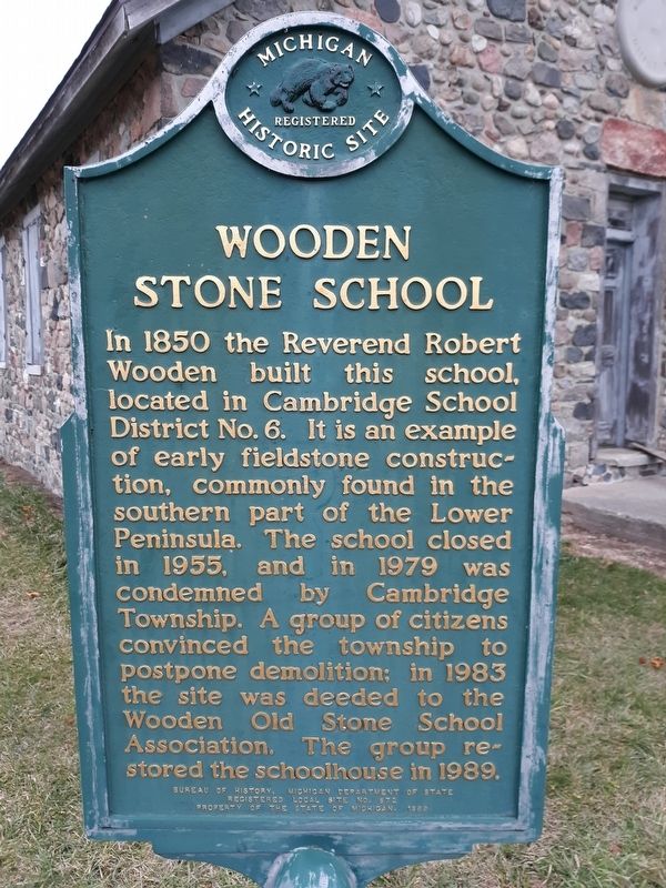 Wooden Stone School Marker. Click for full size. Wooden Stone School Marker image. Click for full size.