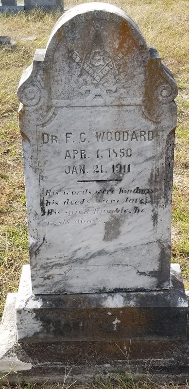 Closeup up Franklin Columbus Woodard gravestone. image. Click for full size.
