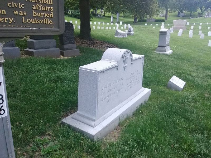 Augustus E. Willson's gravestone, adjacent to the marker. Click for full size. Augustus E. Willson's gravestone, adjacent to the marker image. Click for full size.