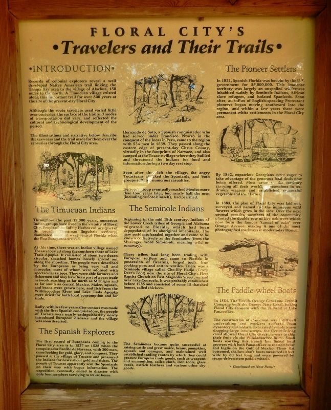 Floral City's Travelers and Their Trails Marker (<i>kiosk north side</i>) image. Click for full size.